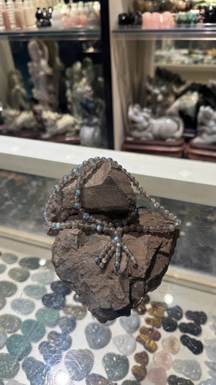 Chuỗi vòng đá mặt trăng ánh xanh A+++ (33.8g) S6389-S4-8991
